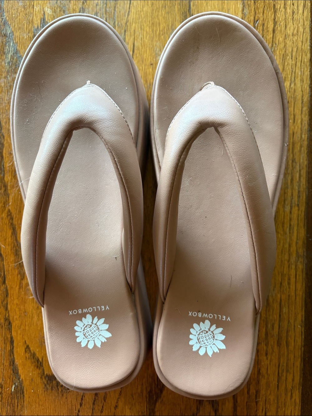 Yellow Box Women's Blush Pink Platform Thong Sandals